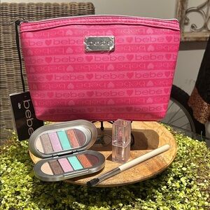 Bebe Fuchsia Cosmetic Bag with Makeup Essentials